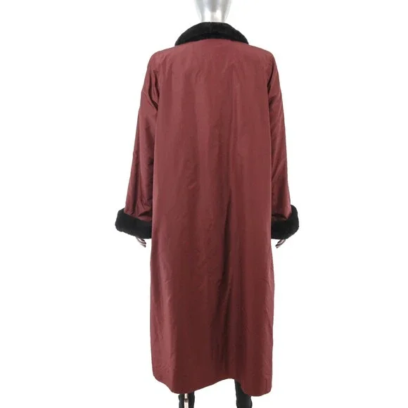 Valentino Burgundy Coat with Sheared Nutria Lining- Size XL - Picture 4 of 9